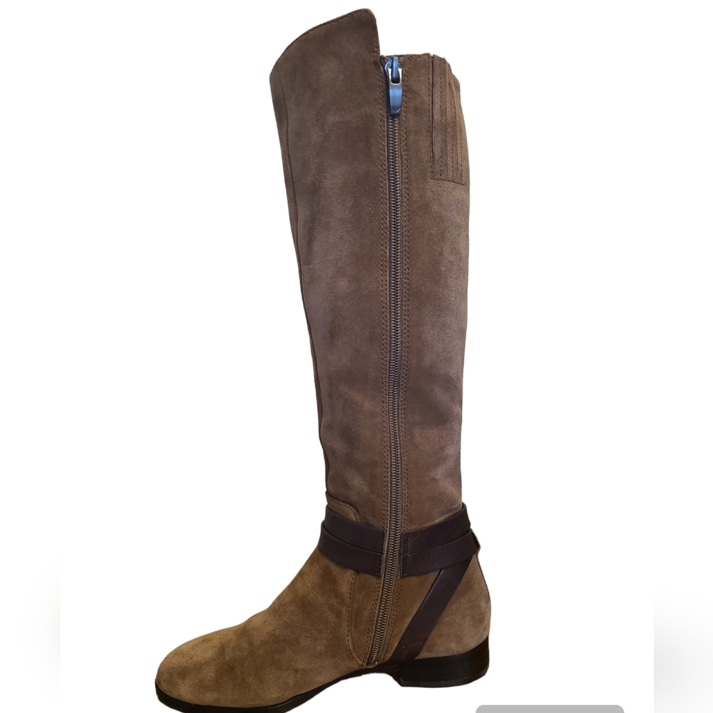 Via Spiga Prish suede riding boot, stacked heel, leather strap with buckle - Picture 4 of 10